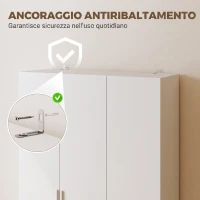 HOMCOM Armadio Guardaroba con Ripiani Regolabili e Ante Soft Close, 109x37x180 cm, Bianco(m-7)