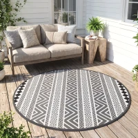 Outsunny Terrasvloerkleed voor buiten, weerbestendig, modern ontwerp, 365 cm x 274 cm x 0,3 cm, zwart + wit(m-9)