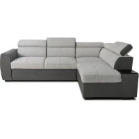 Canapé d'angle convertible réversible - 4/5 places - KELIO - Tissu Anthracite/Gris - 3 tétieres - 245 x 184 x 77/87 cm(m-1)