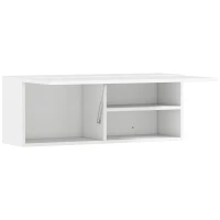 HOMCOM Mobiletto Bagno Pensile con Anta a Ribalta e Ripiani, 80x25x30 cm, Bianco(m-1)