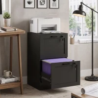 HOMCOM 2-Drawer Filing Cabinet with Lock - Black(m-8)