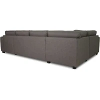 Canapé d'angle panoramique convertible réversible - Tissu Gris - L 313 x P 213 x H 90 cm - HAMILTON - Fabriqué en Ukraine(m-5)