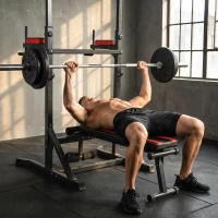 HOMCOM Estación de Musculación Plegable Altura Ajustable con Barra de Dominadas Banco Reclinable para Gimnasio Negro y Rojo(m-9)