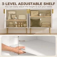 HOMCOM Modern Kitchen Cupboard, Storage Cabinet with 2 Doors, Adjustable Shelf and Metal Legs, White(m-6)