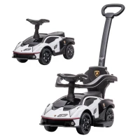 AIYAPLAY Macchinina per Bambini 2 in 1 con Maniglione e Barriera di Sicurezza, 86.5x40x89.5 cm, Bianco e Nero(m-1)