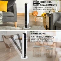 HOMCOM Riscaldatore Elettrica Ceramico 2200W con 3 Modalità, Timer 8 Ore, Telecomando, Pannello LED, Bianco(m-11)