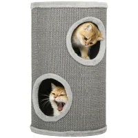 PawHut Tonneau à Gratter pour Chat, Tour à Griffer, Arbre à Chat à 2 Couches en Sisal Naturel, Ø35x60cm, Gris Clair(m-12)