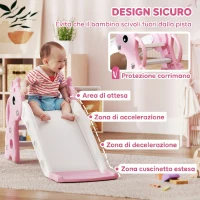 AIYAPLAY Scivolo per Bambini con Scaletta, Canestro da Basket e Pallone, Design Giraffa, per Bambini 1-3 Anni, Rosa(m-6)