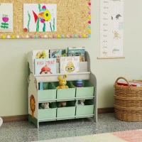 AIYAPLAY Estantería Infantil para Juguetes con 6 Cajas Extraíbles de Tela no Tejida y 2 Estantes para Guardería 63x30x71 cm Verde(m-8)