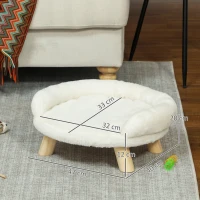 PawHut Canapea pentru Câini și Pisici, Detașabilă, din Pluș, Gri(m-3)