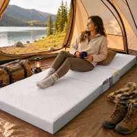 HOMCOM Materasso Pieghevole in Memory Foam 195x75 cm, Altezza 10 cm, Rivestimento Lavabile, Bianco(m-8)