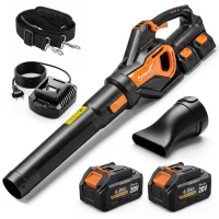 Outsunny Akku-Laubbläser 20V Kabellos Laubbläser mit 2x4.0Ah Akku & Ladegerät Turbo-Boost 162,7 km/h Blasgeschwindigkeit(m-12)