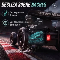 AIYAPLAY Kart Eléctrico para Niños 12V Mercedes-AMG PETRONAS F1 Mando a Distancia 2 Motores Suspensión Trasera 3,3-5,5km/h Negro(m-8)