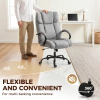 Vinsetto Scaun de Birou Ergonomic din Material Tip In, 220 kg, Rotativ, Reglabil pe Înălțime, Gri Deschis(m-7)