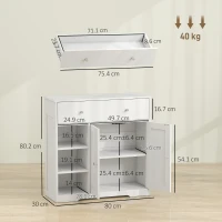 HOMCOM Bathroom Floor Cabinet, Freestanding Bathroom Cabinet with Drawer, Door, Open Shelves, White(m-3)