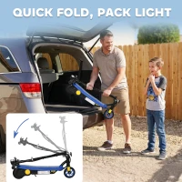 HOMCOM Foldable Electric Scooter, with LED Lights, for Ages 7-14 Years, Blue(m-7)