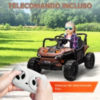 AIYAPLAY Macchina Elettrica per Bambini UTV 12V con Cintura, Telecomando, Sospensioni, USB, 3-6 km/h, 3-5 Anni, Marrone(m-7)