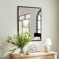 HOMCOM wandspiegel rechthoekig 76 x 101 cm, zwart houten frame, ideaal voor badkamer, woonkamer of slaapkamer(m-8)