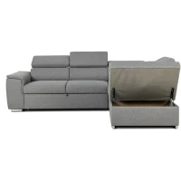 Canapé d'angle convertible réversible avec coffre - 5 places - DAYTONA - Tissu gris - 260 x 77 / 94 x 216 cm(m-6)