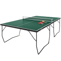 SPORTNOW 9FT Folding Tennis Table, with 8 Wheels, for Indoor Use, Green(m-1)