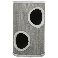 PawHut Tonneau à Gratter pour Chat, Tour à Griffer, Arbre à Chat à 2 Couches en Sisal Naturel, Ø35x60cm, Gris Clair(m-1)