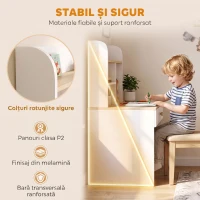 AIYAPLAY Birou pentru Copii, Masă de Studiu cu Bibliotecă și Sertar 3-8 Ani, Alb(m-6)