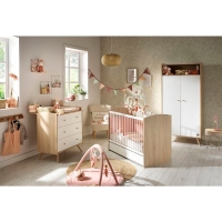 Chambre bébé trio - Lit 120 x 60 cm + Commode 3 tiroirs + Armoire 2 portes - Access - Bois/Blanc - SAUTHON