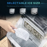 HOMCOM 3.2L Compact Ice Machine, with LCD Screen and Accessories - Black(m-8)