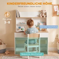 AIYAPLAY Kinderbureau met lade, boekenrek en opbergruimte voor kinderen van 3-8 jaar, 80 x 50 x 100 cm, wit(m-7)