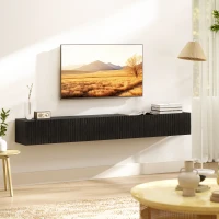 HOMCOM 180cm Floating TV Stand, Wall Mount TV Unit with Cable Management Hole, Fits up to 72" TV, Black(m-7)