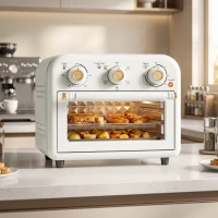 HOMCOM Heißluftfritteuse 12 Liter Mini Backofen mit Umluft, 5 Programmen, Backblech und Frittierkorb, 1200 W, Spülmaschinenfest(m-2)