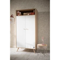 Chambre bébé trio - Lit 120 x 60 cm + Commode 3 tiroirs + Armoire 2 portes - Access - Bois/Blanc - SAUTHON(m-6)