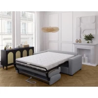 Canapé convertible express - MARIUS - Tissu Gris clair - matelas 14cm - 190 x 100 x 87 cm(m-4)