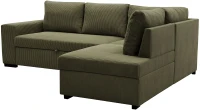 Canapé d'angle convertible réversible - 4/5 places - NIRVANA - Tissu velours cotelé Kaki - Coffre de rangement - 247 x 87 x 183 cm(m-4)