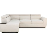 Canapé d'angle convertible réversible - 4/5 places - KELIO - Tissu Beige - 3 tétieres - 245 x 184 x 77/87 cm(m-1)