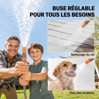 Outsunny Enrouleur Tuyau Arrosage Mural 40+2 m x Ø 15mm, Dévidoir de Tuyaux d'Eau Rétractable Automatique Pivotant à 180°, Orange(m-7)