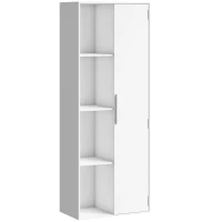 HOMCOM 4-stöckiges Bücherregal mit verstellbaren Regalböden, Regal mit Schrank und Türen für Wohnzimmer, Arbeitszimmer, Weiß(m-1)