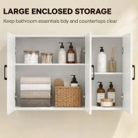 HOMCOM Bathroom Wall Cabinet, Wall Mounted Bathroom Cabinet, Over the Toilet Space Saver with Adjustable Shelves, White(m-4)