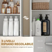 HOMCOM Mobile Bagno Alto, Armadietto Stretto con 3 Ripiani Aperti e Cassetto, in Legno, 60x30x171 cm, Bianco(m-5)