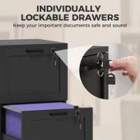 HOMCOM 2-Drawer Filing Cabinet with Lock - Black(m-6)