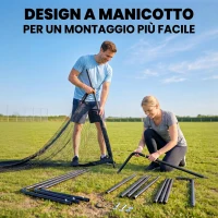 SPORTNOW Porta da calcio con rete e telaio in metallo, 3x2 m(m-7)