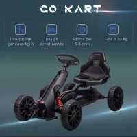 HOMCOM Go Kart a Pedali per Bambini 3-8 Anni con Sedile Regolabile e Ruote in EVA, 100x58x58.5 cm, Nero(m-6)