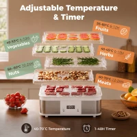 HOMCOM 5 Tier Food Dehydrator, 245W Stainless Steel Food Dryer Machine with Adjustable Temperature, Timer and LCD Display for Drying Fruit, Meat, Vegetable, Jerky and Pet Treat, White(m-6)