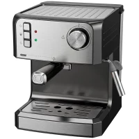 HOMCOM Mașină de espresso, mașină 20 bar cu duză pentru spumă de lapte, rezervor 1,6 L, Negru(m-1)