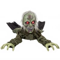 HOMCOM Halloween Decoration Halloween Animatronic Crawling Zombie with Light-Up Eyes and Creepy Sound(m-1)