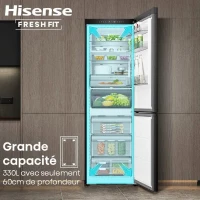 Réfrigérateur Combiné - HISENSE - RB3K330SAIE - 330 L - Enchassable Classe E - 59,5 x 60 x 185 cm - Inox(m-6)