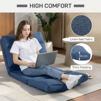 HOMCOM Vloersofa, ombouwbare stoel tot bed, verstelbaar 90° tot 180°, stof - 70 x 72 x 56 cm - donkerblauw(m-6)