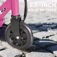 HOMCOM Foldable Electric Kids Scooter, Ride-on for Ages 7-14 Years, Pink(m-7)