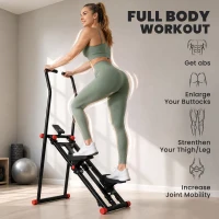 SPORTNOW Stair Stepper for Home Gym with 3 Resistances, Foldable Vertical Stair Climber with Adjustable Handlebar, LCD Monitor(m-9)
