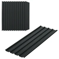 Outsunny Panouri pentru Acoperiș din Oțel, 12 Foi Galvanizate pentru Acoperișuri și Pereți, 129x45 cm, Gri Închis(m-11)